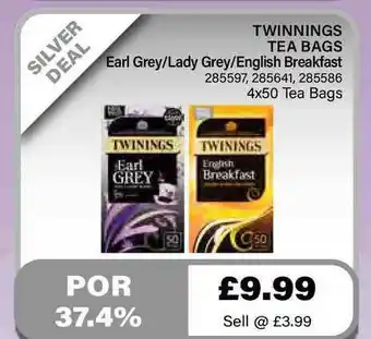 Bestway Twinnings Tea Bags Earl Grey Lady Grey English Breakfast offer