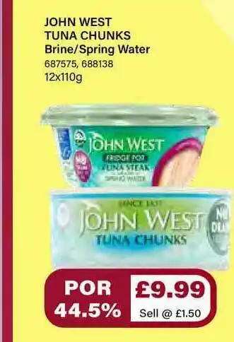 Bestway John West Tuna Chunks Brine Spring Water offer