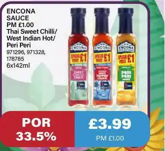 Bestway Encona Sauce Thai Sweet Chilli West Indian Hot Peri Peri offer