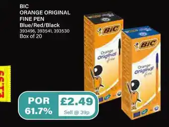 Bestway Bic Orange Original Fine Pen Blue Red Black offer