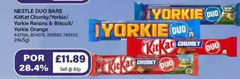 Bestway Nestle Duo Bars Kitkat Chunky Yorkie Yorkies Raisins & Biscuit Yorkie Orange offer