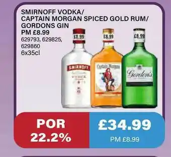 Bestway Smirnoff Vodka Captain Morgan Spiced Gold Rum Gordons Gin offer