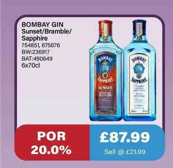 Bestway Bombay Gin Sunset Bramble Sapphire offer