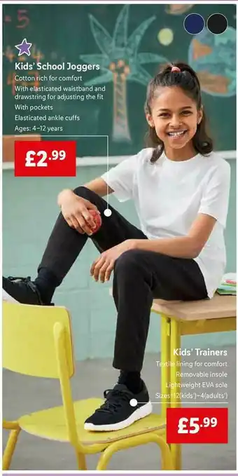 Lidl Kids' School Joggers Or Kids' Trainers offer