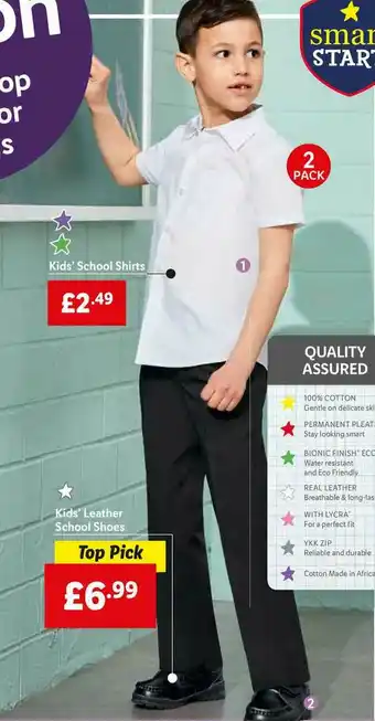 Lidl Kids' School Shirts Or Kids' Leather School Shoes offer