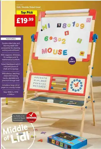 Lidl Playtime Kids' Double-Sided Easel offer