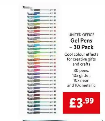 Lidl United Office Gel Pens - 30 Pack offer