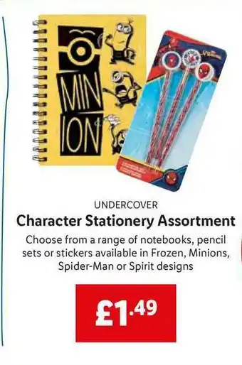 Lidl Undercover Character Stationery Assortment offer