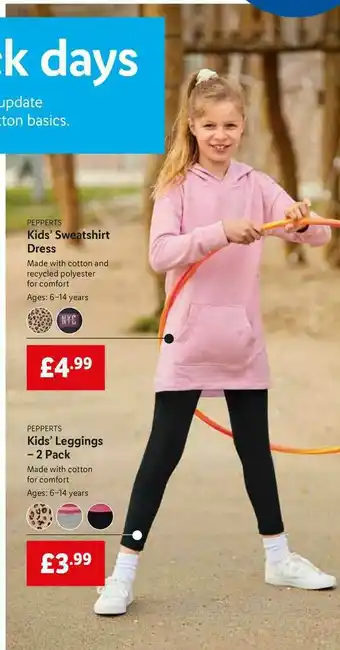 Lidl Pepperts Kids' Sweatshirt Dress Or Pepperts Kids' Leggings - 2 Pack offer