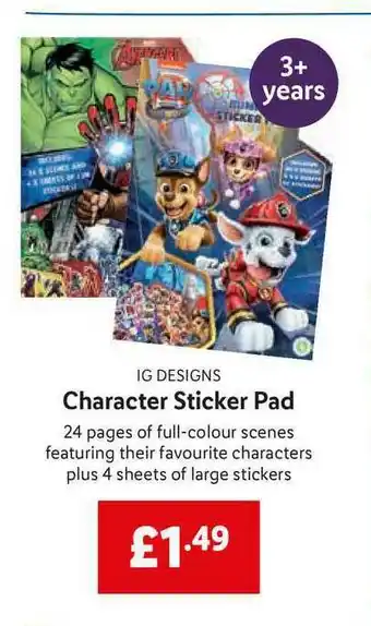 Lidl IG Designs Character Sticker Pad offer