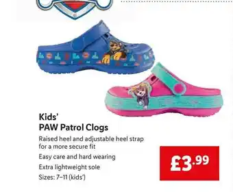 Lidl Kids' Paw Patrol Clog offer