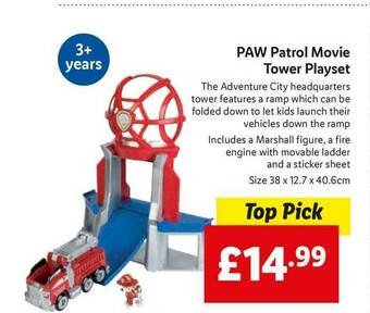 Lidl Paw Patrol Movie Tower Playset offer