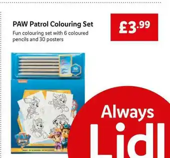 Lidl Paw Patrol Colouring Set offer