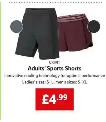 Lidl Crivit Adults' Sports Shorts offer