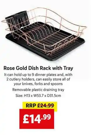 Lidl Rose Gold Dish Rack With Tray offer