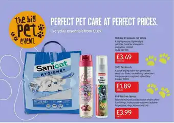 Aldi 10 Litre Premium Cat Litter, 1001 Pet Fresh Or Pet Behave Spray offer
