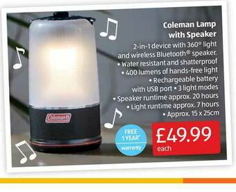 Coleman Lamp With Speaker