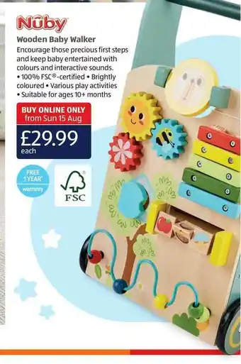 Aldi Nûby Wooden Baby Walker offer