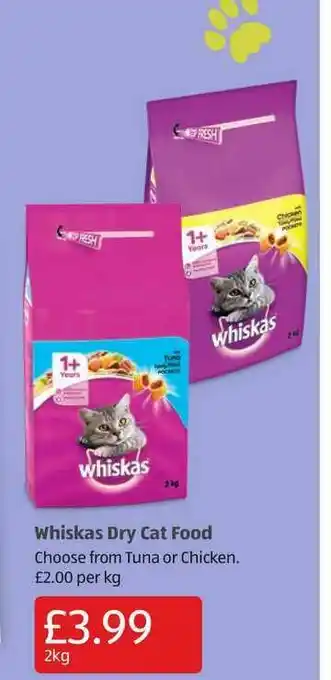 Aldi Whiskas Dry Cat Food Tuna Or Chicken offer