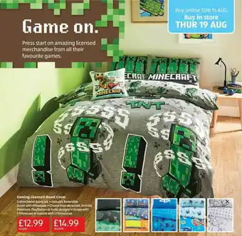 Aldi Gaming Licensed Duvet Cover offer