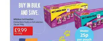 Aldi Whiskas Cat Pouches Poultry Or Fish Selection offer