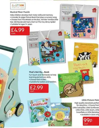 Aldi LittleTown Musical Floor Puzzle, That's Not My... Book Of Little Picture Flats offer