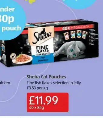 Aldi Sheba Cat Pouches Fine Fish Flakes Selection In Jelly offer