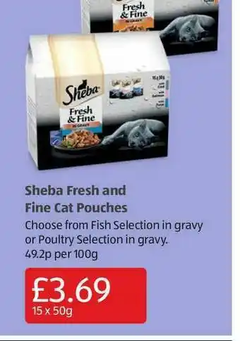 Aldi Sheba Fresh And Fine Cat Pouches Fish Selection In Gravy Or Poultry Selection In Gravy offer