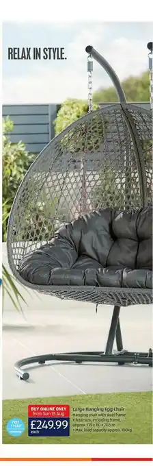 Aldi Large Hanging Egg Chair offer