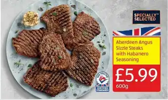 Aldi Aberdeen Angus Sizzle Steaks With Habanero Seasoning offer