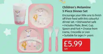 Aldi Children's Melamine 5 Piece Dinner Set offer
