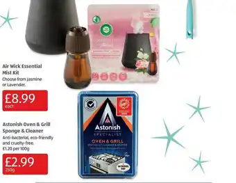 Aldi Air Wick Essential Mist Kit Of Astonish Oven & Grill Sponge & Cleaner offer