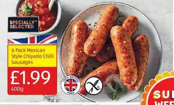 Aldi 6 Pack Mexican Style Chipotle Chilli Sausages offer