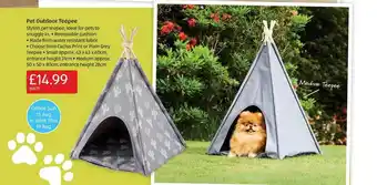 Aldi Pet Outdoor Teepee offer