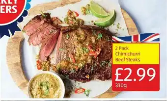 Aldi 2 Pack Chimichurri Beef Steaks offer