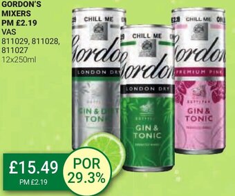 Bestway GORDON'S MIXERS 12x250ml offer