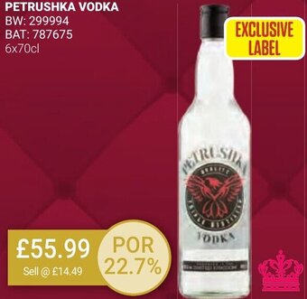 Bestway PETRUSHKA VODKA BW: 299994 BAT: 787675 6x70cl offer