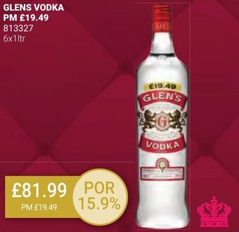 Bestway GLENS VODKA 6x1ltr offer