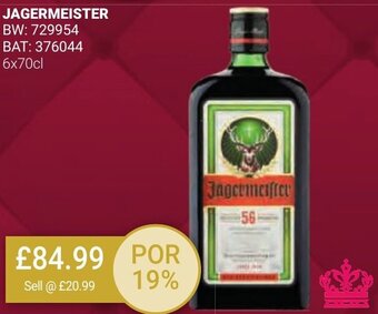 Bestway JAGERMEISTER BW: 729954 BAT: 376044 6x70cl offer