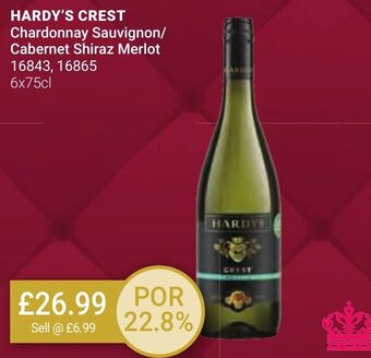 Bestway HARDY'S CREST Chardonnay Sauvignon/ Cabernet Shiraz Merlot 16843, 16865 6x75cl offer