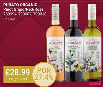 Bestway PURATO ORGANIC Pinot Grigio/Red/Rose 789994, 790007, 790018 6x75cl offer