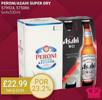 Bestway PERONI/ASAHI SUPER DRY 579924, 575086 6x4x330ml offer