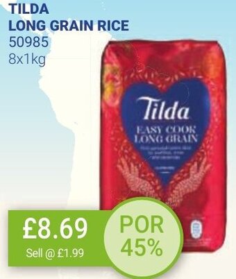 Bestway TILDA LONG GRAIN RICE 8x1kg offer