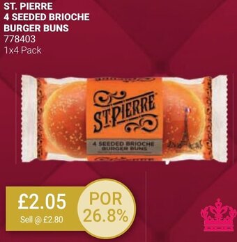 Bestway ST. PIERRE 4 SEEDED BRIOCHE BURGER BUNS 778403 1x4 Pack offer