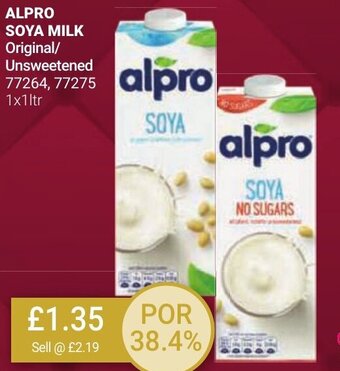 Bestway ALPRO SOYA MILK Original/ Unsweetened 77264, 77275 1x1ltr offer