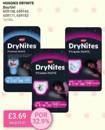 Bestway HUGGIES DRYNITE Boy/Girl 1x10's offer