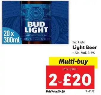 Lidl Bud Light Light Beer • Alc. Vol. 3.5% offer