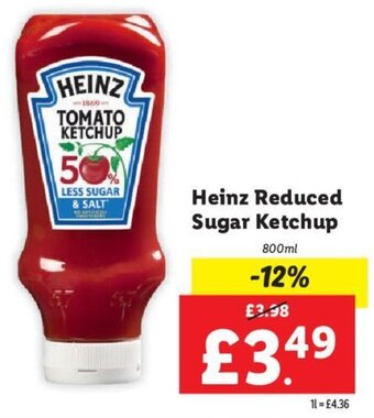 Lidl Heinz Reduced Sugar Ketchup 800ml offer