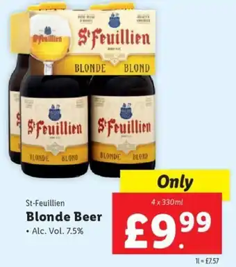Lidl St-Feuillien Blonde Beer • Alc. Vol. 7.5% 4 x 330ml offer