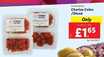 Lidl Aromas del Sur Chorizo Coins /Diced offer